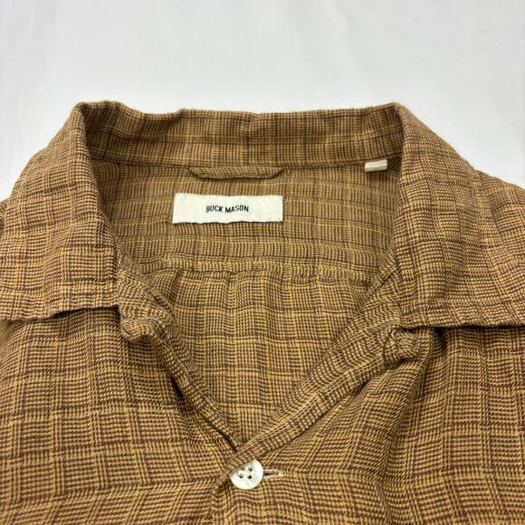 Buck Mason Camp Loop Collar Linen Blend Button Up Short Sleeve Shirt Men's Large - Picture 6 of 12